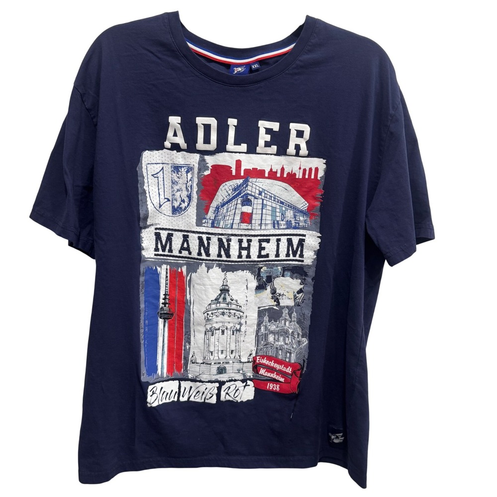 Adler Mannheim Hockey T-Shirt XXL – German DEL‎ Fan Shirt – Blue White Red